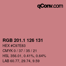 カラーコード: RGB 201.1 126 131 | qconv.com