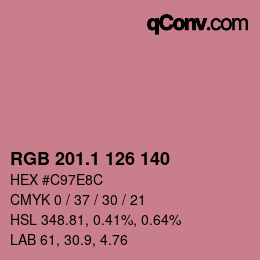 カラーコード: RGB 201.1 126 140 | qconv.com