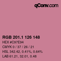 カラーコード: RGB 201.1 126 148 | qconv.com