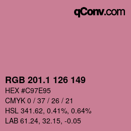 カラーコード: RGB 201.1 126 149 | qconv.com