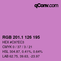 カラーコード: RGB 201.1 126 195 | qconv.com