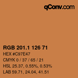 カラーコード: RGB 201.1 126 71 | qconv.com