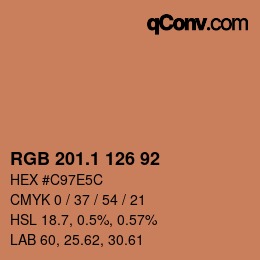 カラーコード: RGB 201.1 126 92 | qconv.com