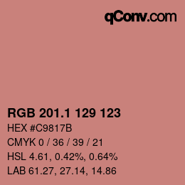 カラーコード: RGB 201.1 129 123 | qconv.com