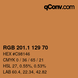 カラーコード: RGB 201.1 129 70 | qconv.com
