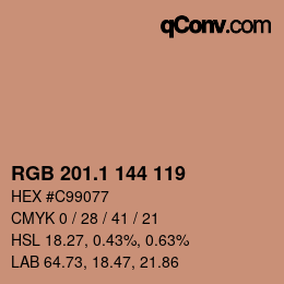 カラーコード: RGB 201.1 144 119 | qconv.com