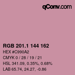 カラーコード: RGB 201.1 144 162 | qconv.com