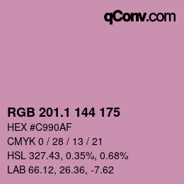 カラーコード: RGB 201.1 144 175 | qconv.com