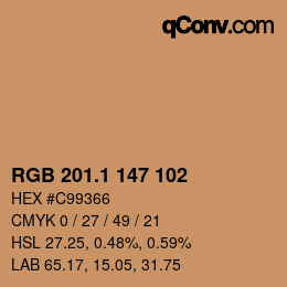 カラーコード: RGB 201.1 147 102 | qconv.com