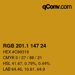 カラーコード: RGB 201.1 147 24 | qconv.com