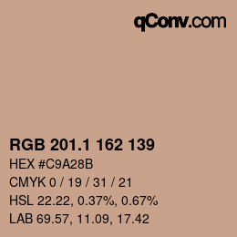 カラーコード: RGB 201.1 162 139 | qconv.com