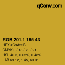 カラーコード: RGB 201.1 165 43 | qconv.com