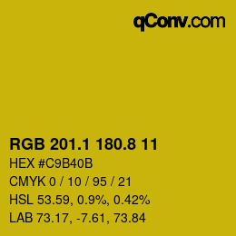 カラーコード: RGB 201.1 180.8 11 | qconv.com