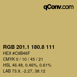 カラーコード: RGB 201.1 180.8 111 | qconv.com
