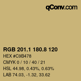 Color code: RGB 201.1 180.8 120 | qconv.com