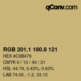 カラーコード: RGB 201.1 180.8 121 | qconv.com