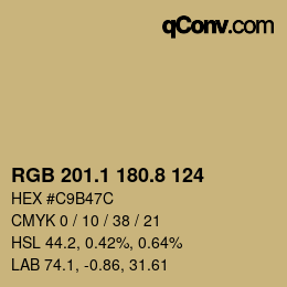 Color code: RGB 201.1 180.8 124 | qconv.com