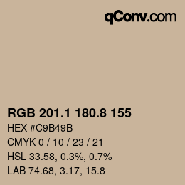 カラーコード: RGB 201.1 180.8 155 | qconv.com