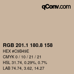 Código de color: RGB 201.1 180.8 158 | qconv.com