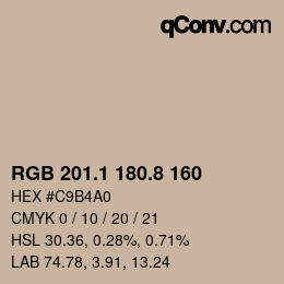 Color code: RGB 201.1 180.8 160 | qconv.com