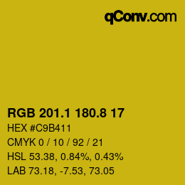 カラーコード: RGB 201.1 180.8 17 | qconv.com