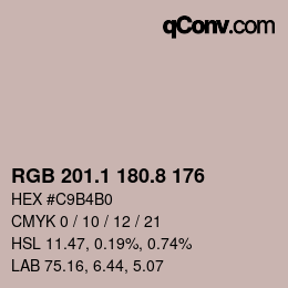 Color code: RGB 201.1 180.8 176 | qconv.com