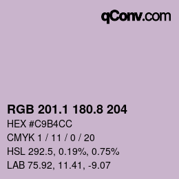 カラーコード: RGB 201.1 180.8 204 | qconv.com