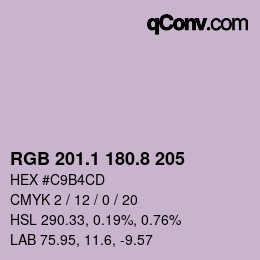 Color code: RGB 201.1 180.8 205 | qconv.com