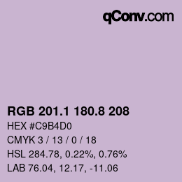 カラーコード: RGB 201.1 180.8 208 | qconv.com
