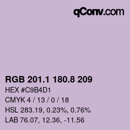 カラーコード: RGB 201.1 180.8 209 | qconv.com