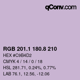 Color code: RGB 201.1 180.8 210 | qconv.com