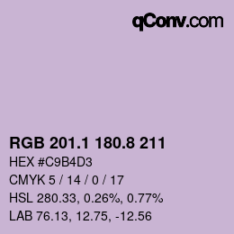 Color code: RGB 201.1 180.8 211 | qconv.com