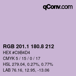 Color code: RGB 201.1 180.8 212 | qconv.com