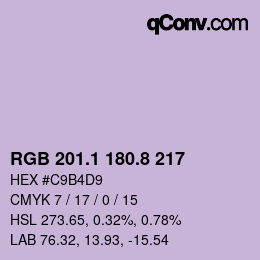 カラーコード: RGB 201.1 180.8 217 | qconv.com