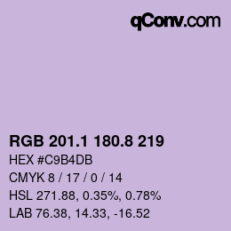 Color code: RGB 201.1 180.8 219 | qconv.com