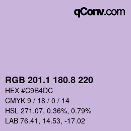 Color code: RGB 201.1 180.8 220 | qconv.com