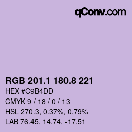 Farbcode: RGB 201.1 180.8 221 | qconv.com