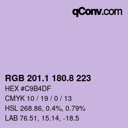 Color code: RGB 201.1 180.8 223 | qconv.com