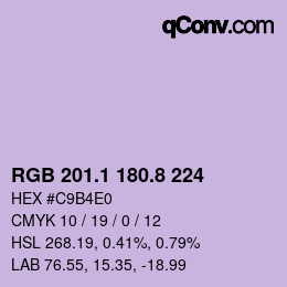 Color code: RGB 201.1 180.8 224 | qconv.com