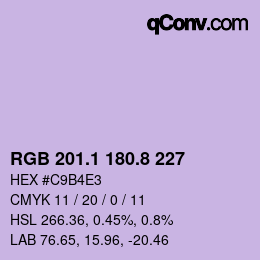 カラーコード: RGB 201.1 180.8 227 | qconv.com