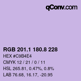 カラーコード: RGB 201.1 180.8 228 | qconv.com