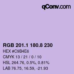カラーコード: RGB 201.1 180.8 230 | qconv.com