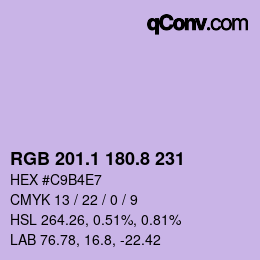 Color code: RGB 201.1 180.8 231 | qconv.com