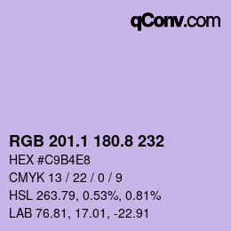カラーコード: RGB 201.1 180.8 232 | qconv.com