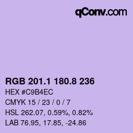 Color code: RGB 201.1 180.8 236 | qconv.com