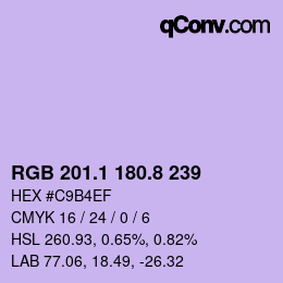 カラーコード: RGB 201.1 180.8 239 | qconv.com