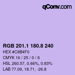 カラーコード: RGB 201.1 180.8 240 | qconv.com