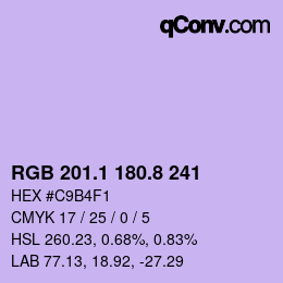 Color code: RGB 201.1 180.8 241 | qconv.com
