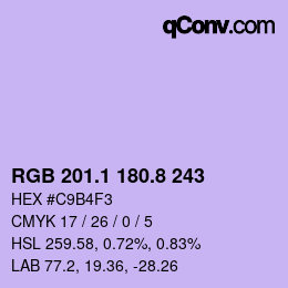 カラーコード: RGB 201.1 180.8 243 | qconv.com