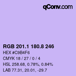 Color code: RGB 201.1 180.8 246 | qconv.com